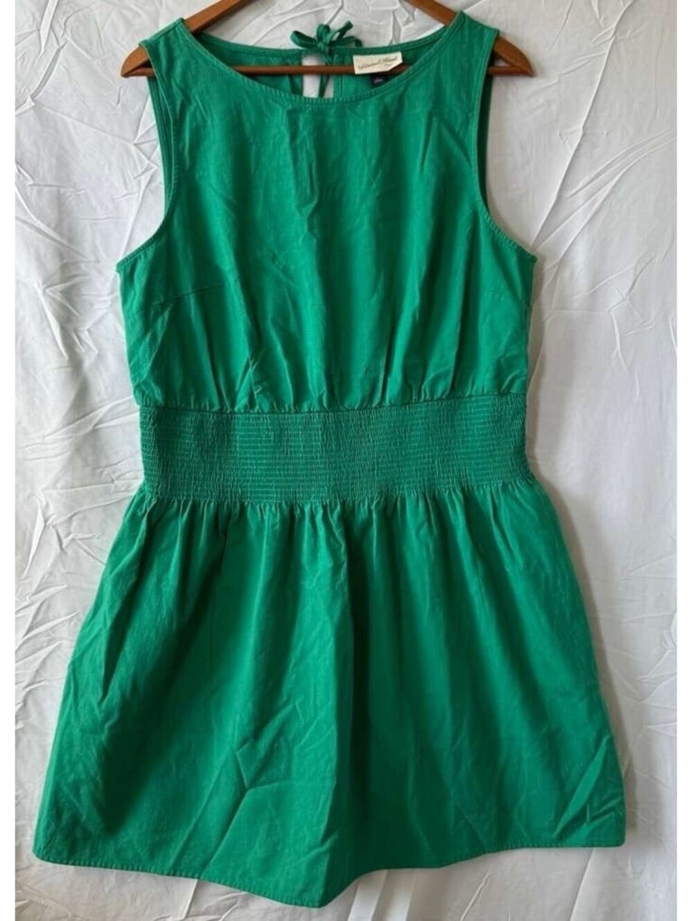 Universal Thread Dress Womens L Green Babydoll Smocked Waist Tie Tank Mini NWT